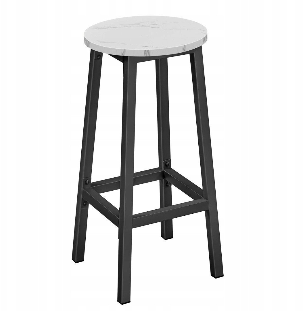 Taboret barowy - marmur / nogi czarne