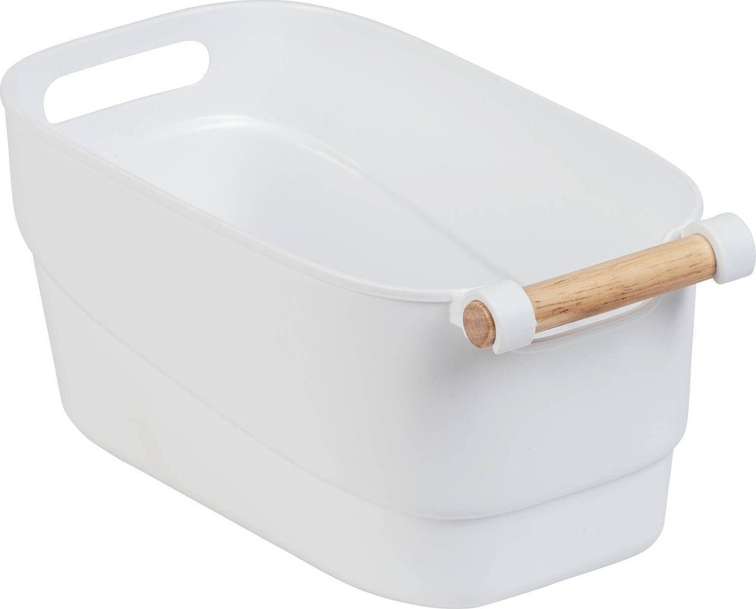 Wenko Pojemnik plastikowy z drewnianą rączką, 18 x 15,5 x 33,5 cm, WENKO 54019100