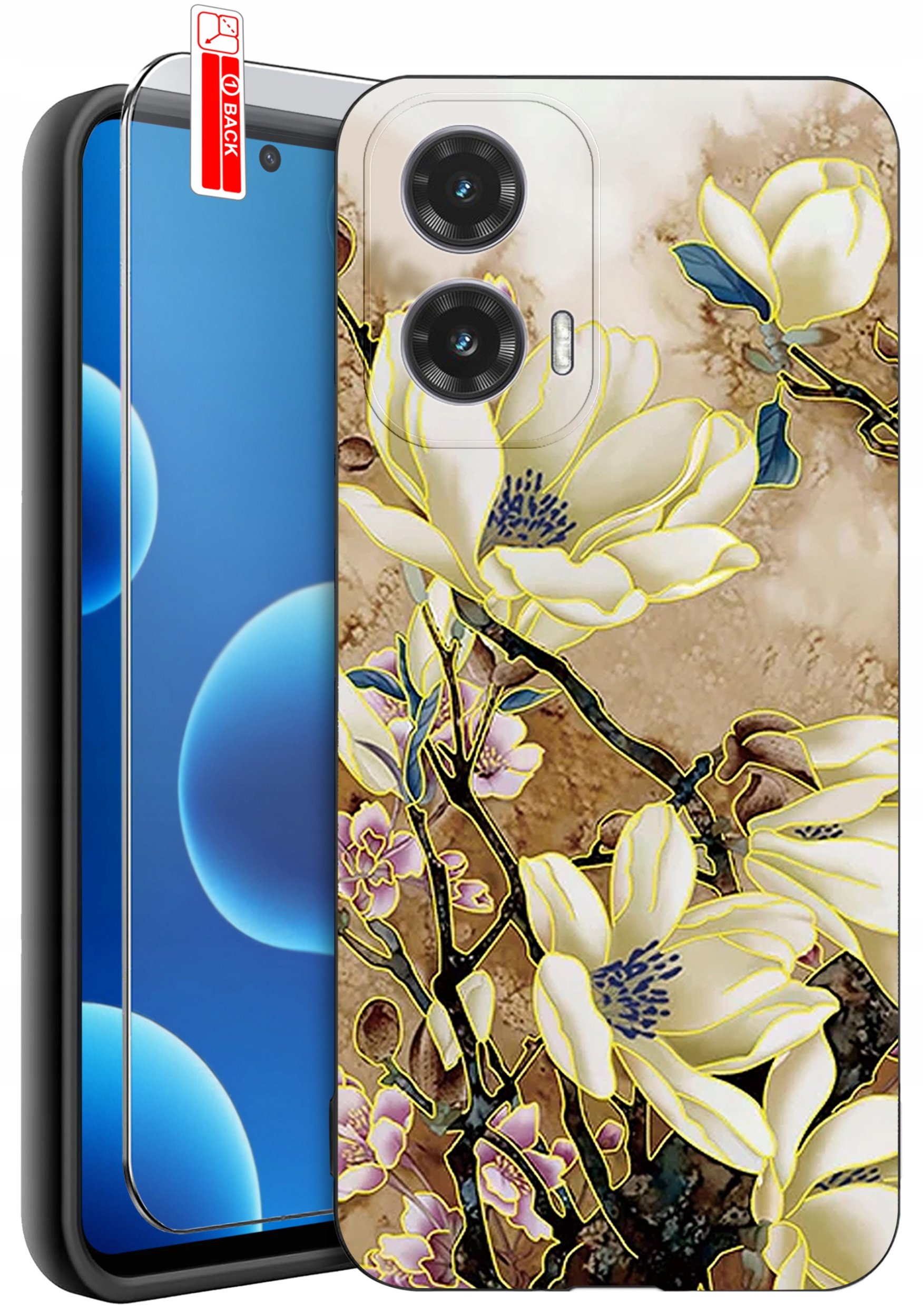 ETUI do Motorola Moto G45 5G | WZORY | SILIKONOWE MATT CASE + SZKŁO 9H