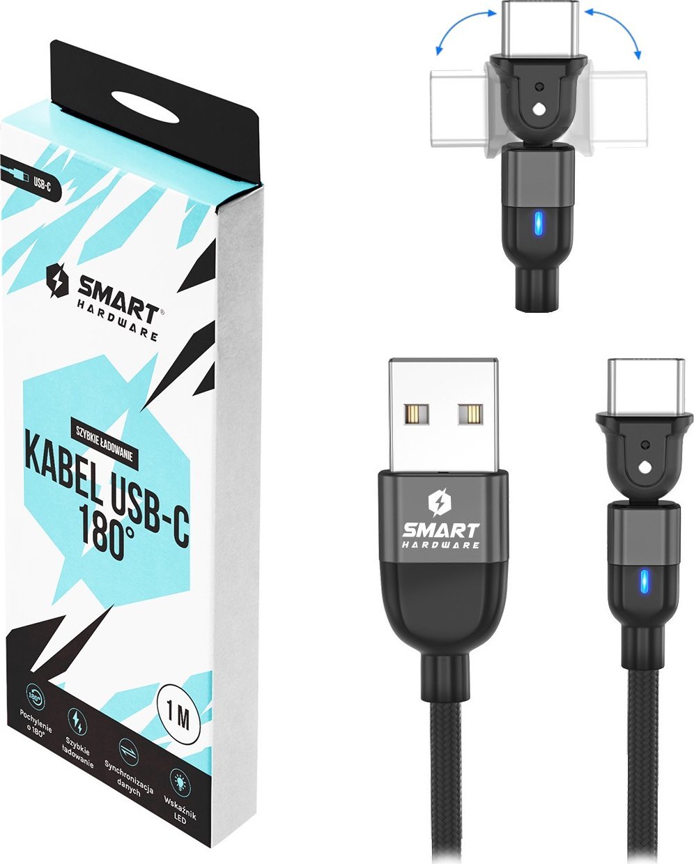 Kabel USB Smart Hardware USB-A - USB-C 1 m Czarny