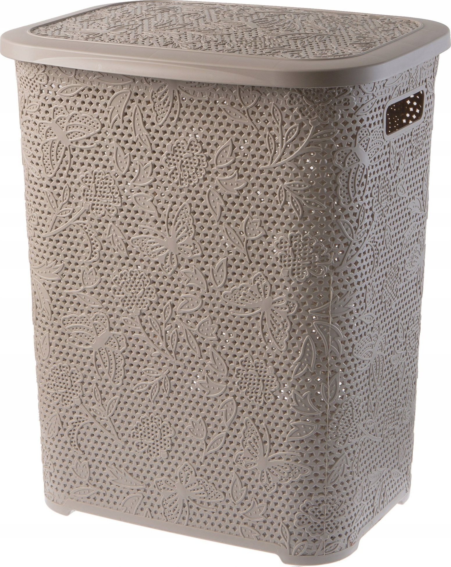 Kosz na pranie Kadax Kosz Na Pranie Z Pokrywą Do Łazienki 55L Beżowy