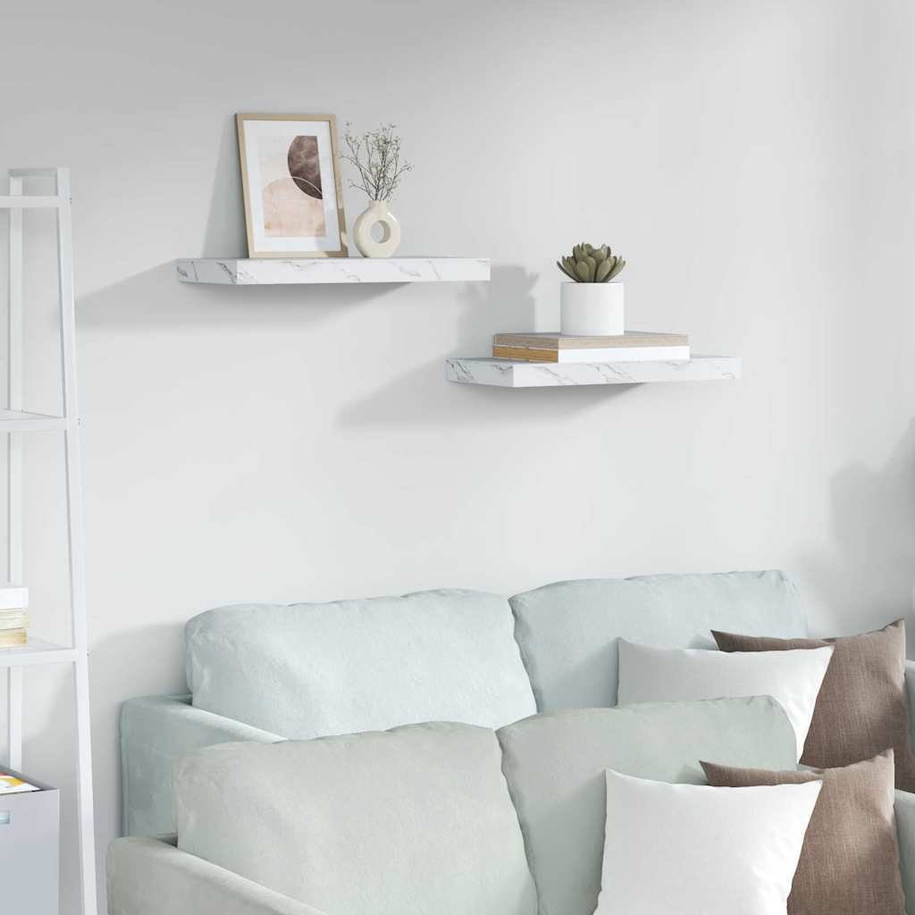 vidaXL Półki ścienne 2 pcs Biały marmur 50 x 23,5 x 4 cm