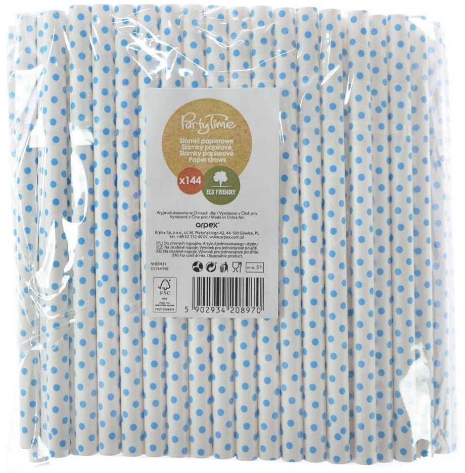 Słomki papierowe jumbo 10mm niebieskie 144szt