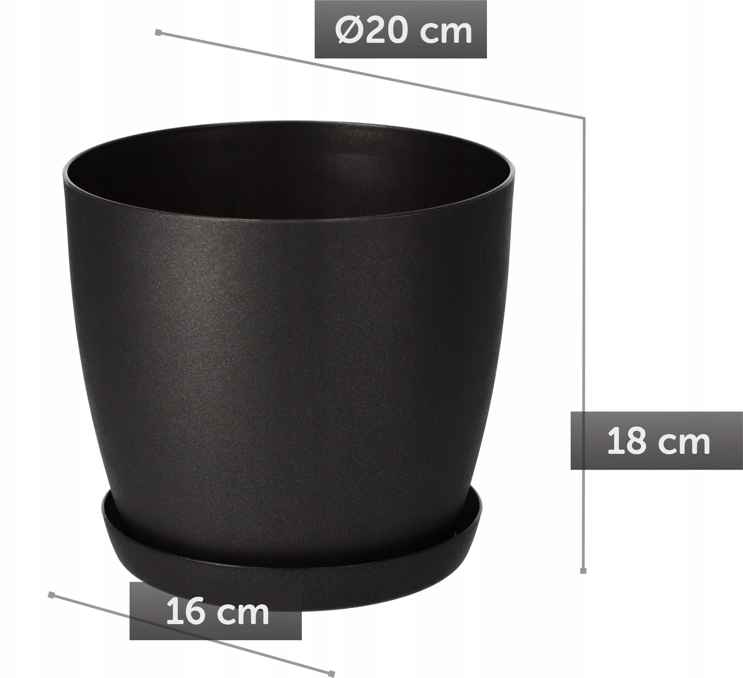 KADAX Doniczka Osłonka Donica 20cm Na Kwiaty Z Podstawką Grafitowa Do Salonu