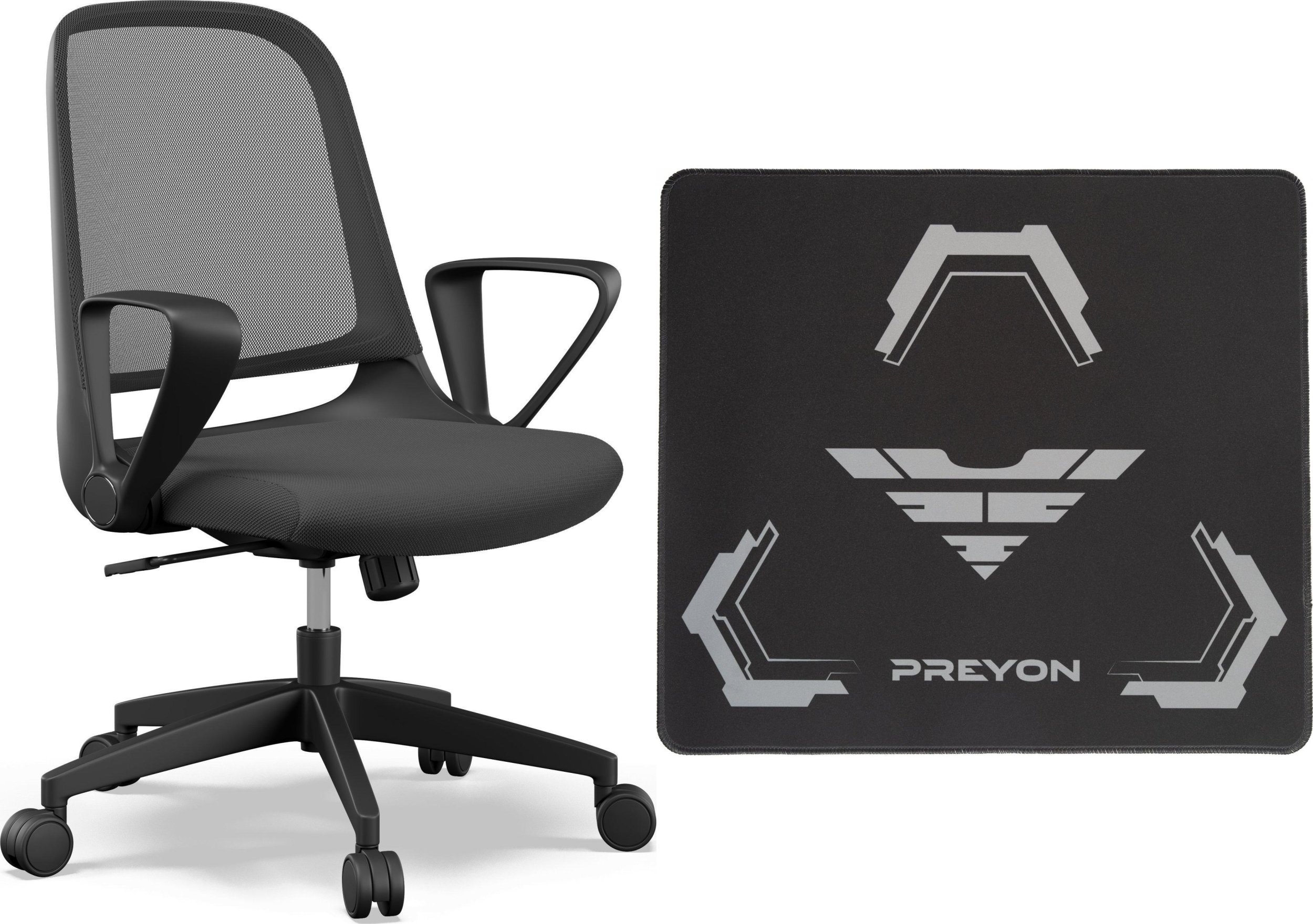 Krzesło biurowe SENSE7 Sopty Czarny + Podkładka PREYON Falcon