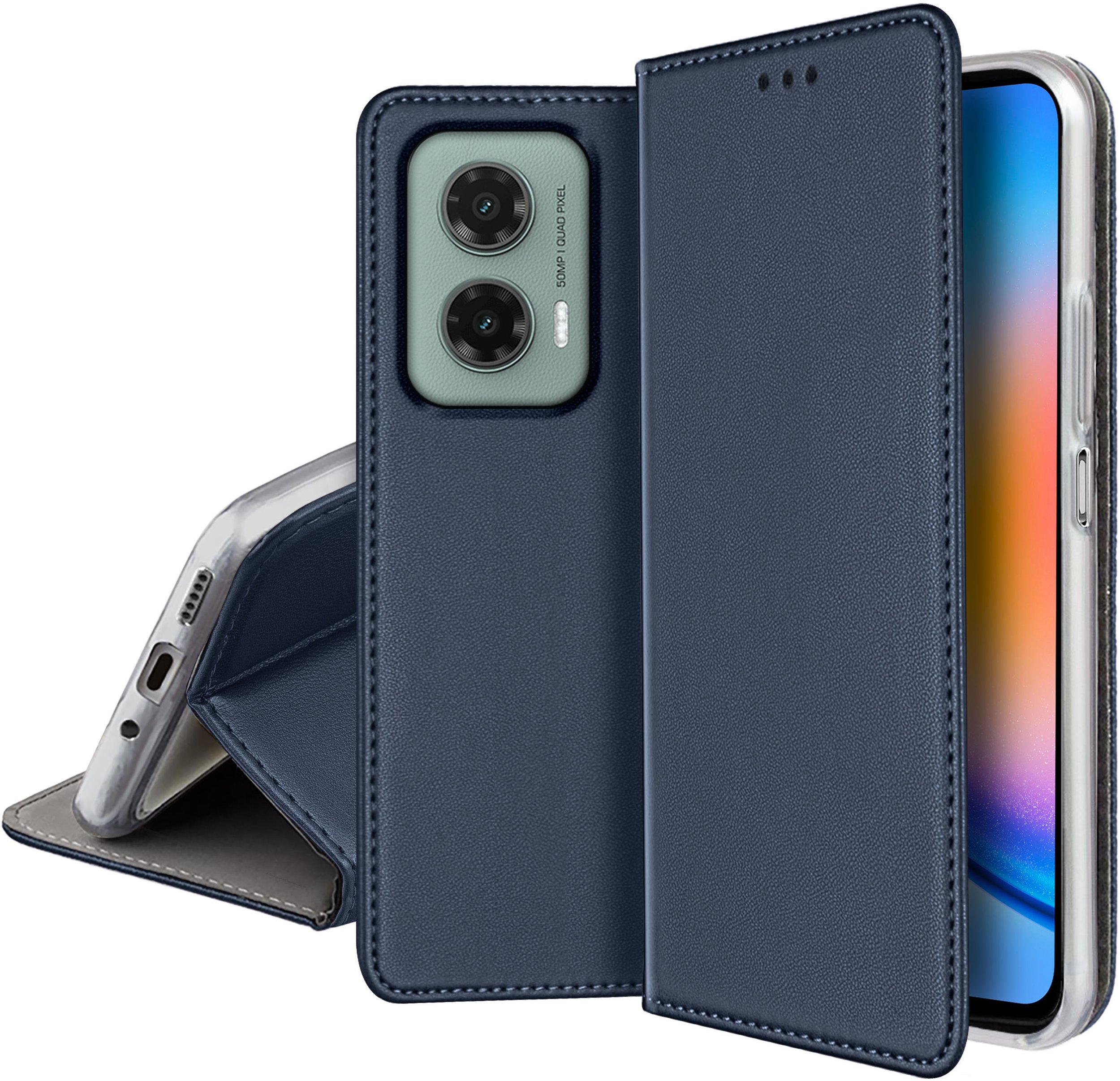 ETUI SKÓRZANE do Motorola Moto G35 5G MAGNETYCZNE BOOK CASE TOKRA SZKŁO 9H
