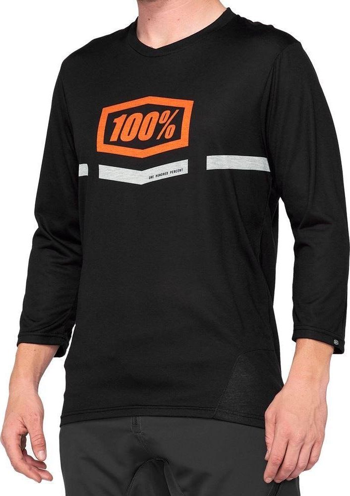 100% Koszulka męska 100% AIRMATIC 3/4 Sleeve black orange roz. XL (NEW) uniwersalny