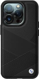 BMW BMW BMHCP16L23RCGPK iPhone 16 Pro 6.3" czarny/black hardcase Sign Leather Crossing Lines Pattern