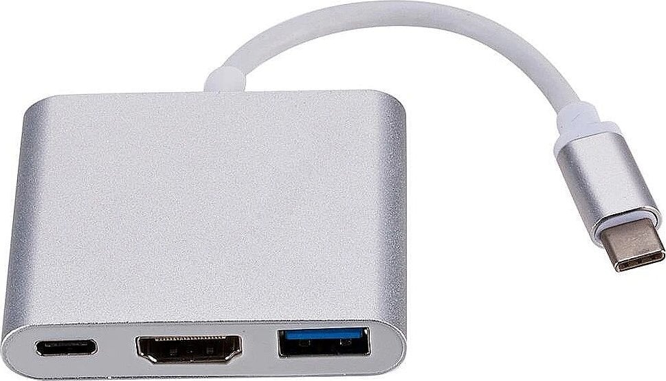 RoGer Multimedia Adapter Type-C to HDMI (4K @ 30Hz, 1080P @ 60Hz) + USB 3.0 Silver