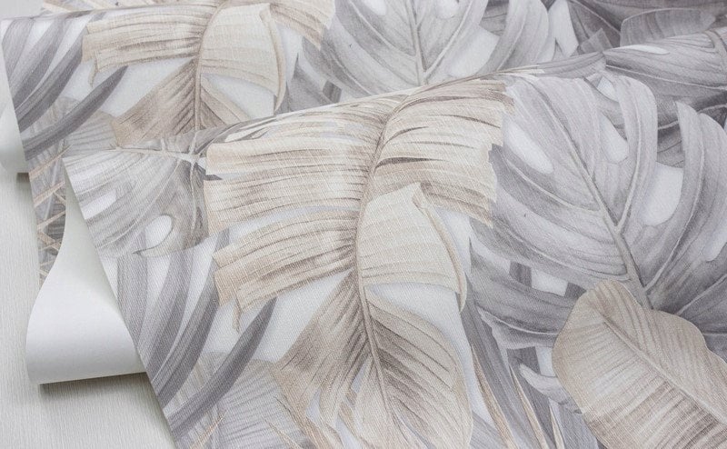 WALLPAPER 525227 GREY LEAVES (12)