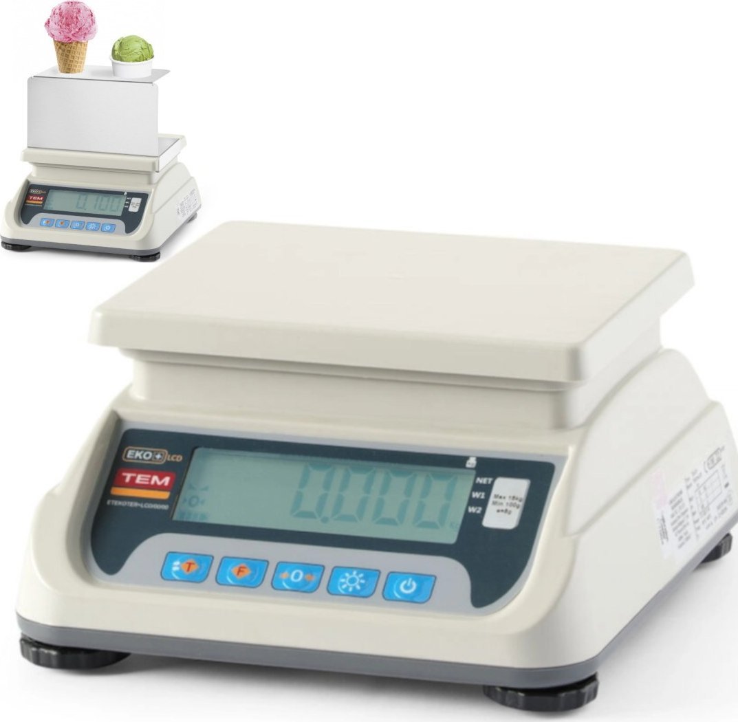 Waga do odmierzania porcji lodów z legalizacją M RS232 LCD 20 g - 6 kg / 2g