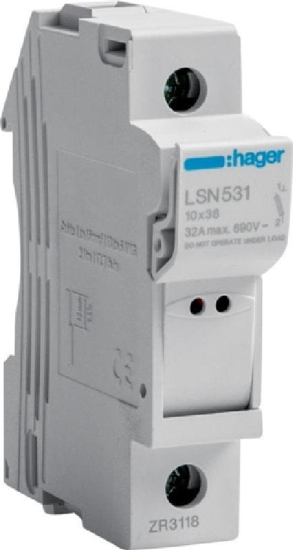 Hager Modułowa podstawa bezpiecznikowa z lampką, 1P, 32A 690V LSN531 10x38mm