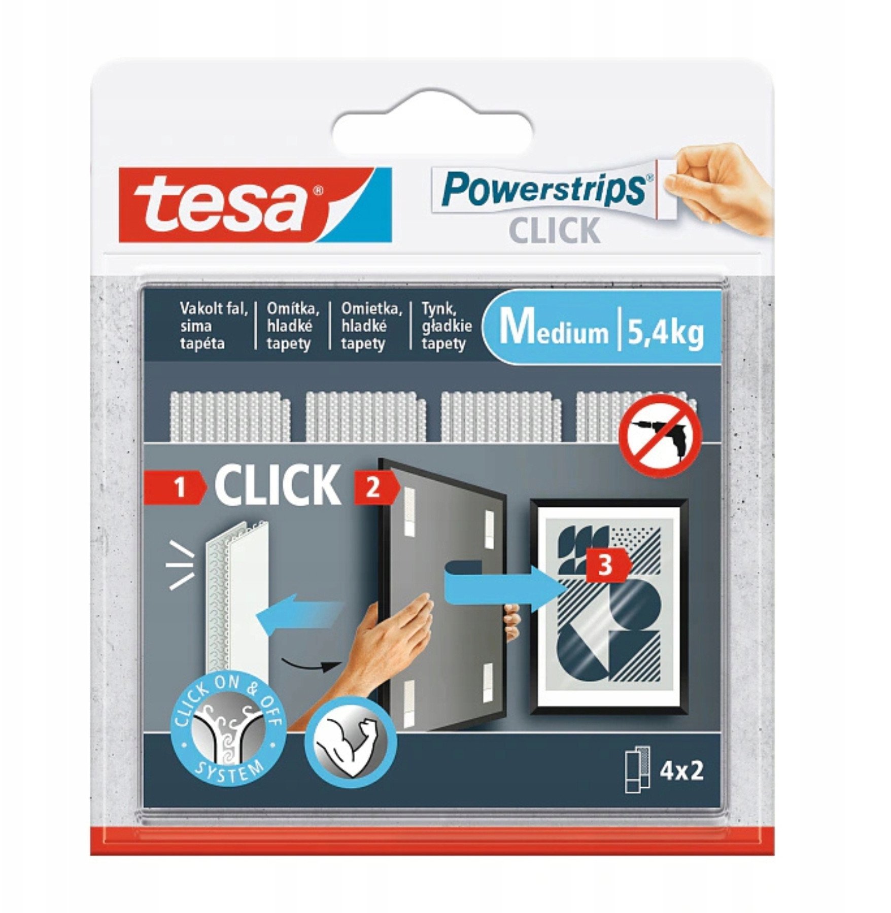 RZEPY SAMOPRZYLEPNE POWERSTRIPS-CLICK/MEDIUM TESA