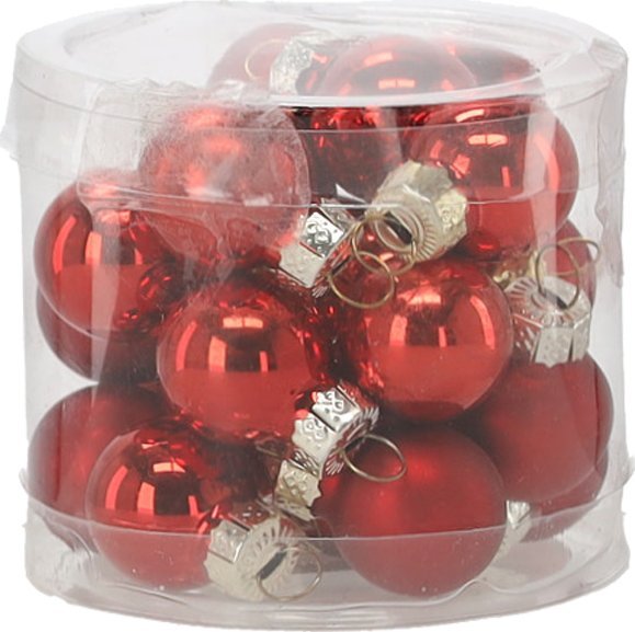Chomik Bombki szklane choinkowe czerwone 2,5cm kpl. 24 szt.
