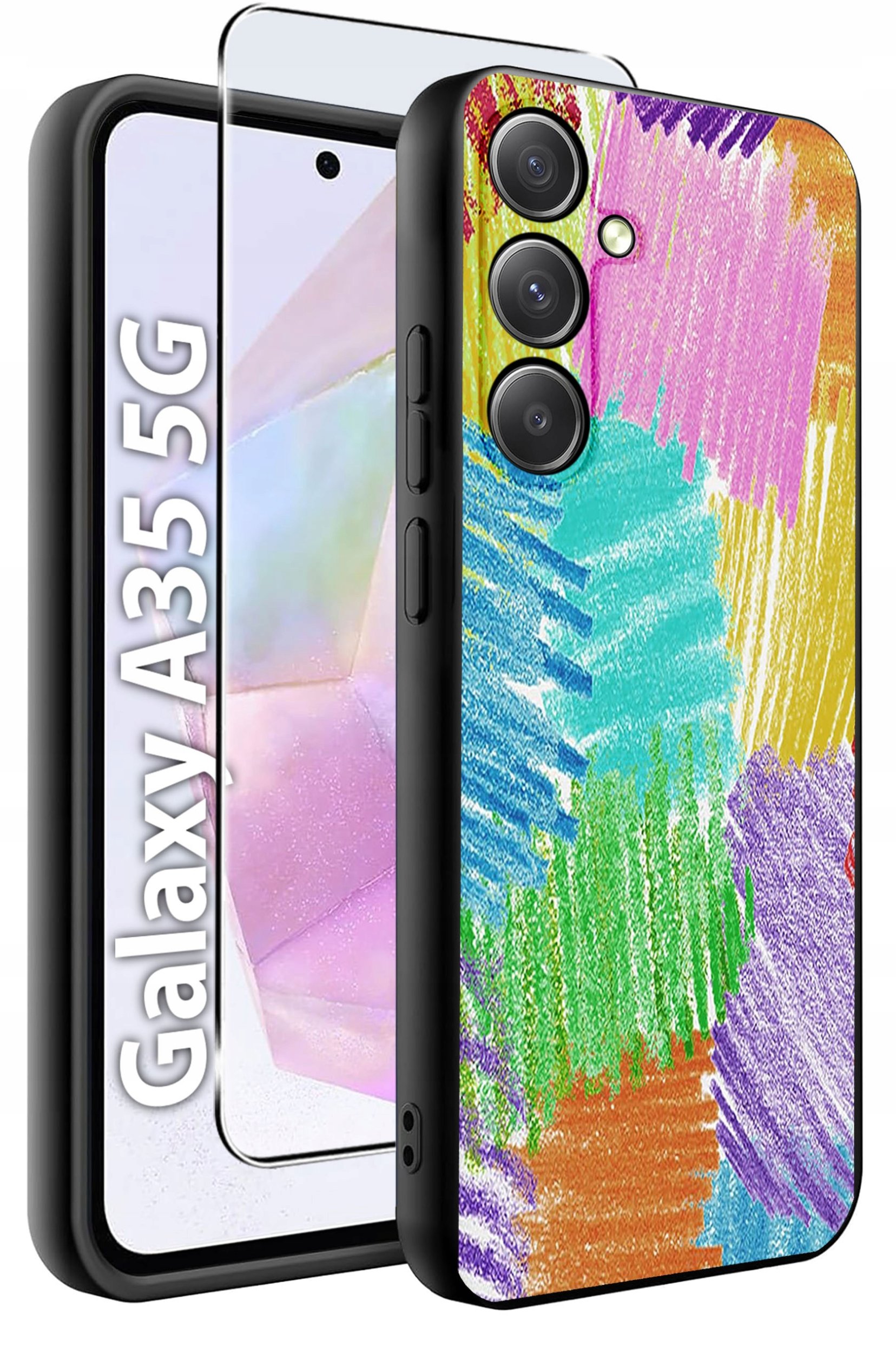 ETUI do Samsung A35 5G WZORY | SILIKONOWE MATT CASE + SZKŁO HARTOWANE 9H