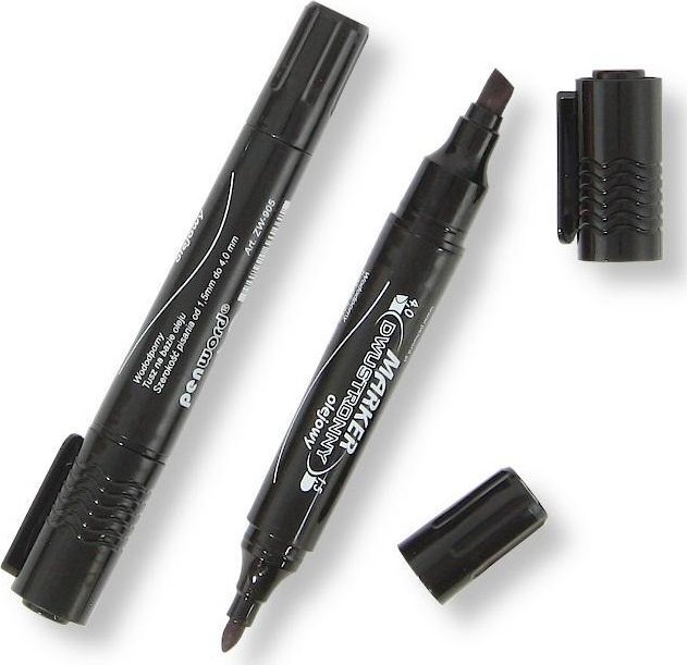 Marker olejowy dwustronny czarny (12szt)