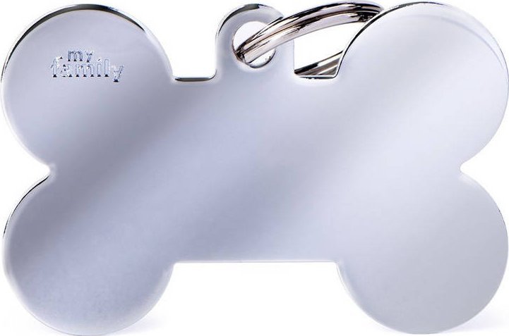 Zawieszka Adresówka Identyfikator z grawerem dla psa i kota duża srebrna kość XL