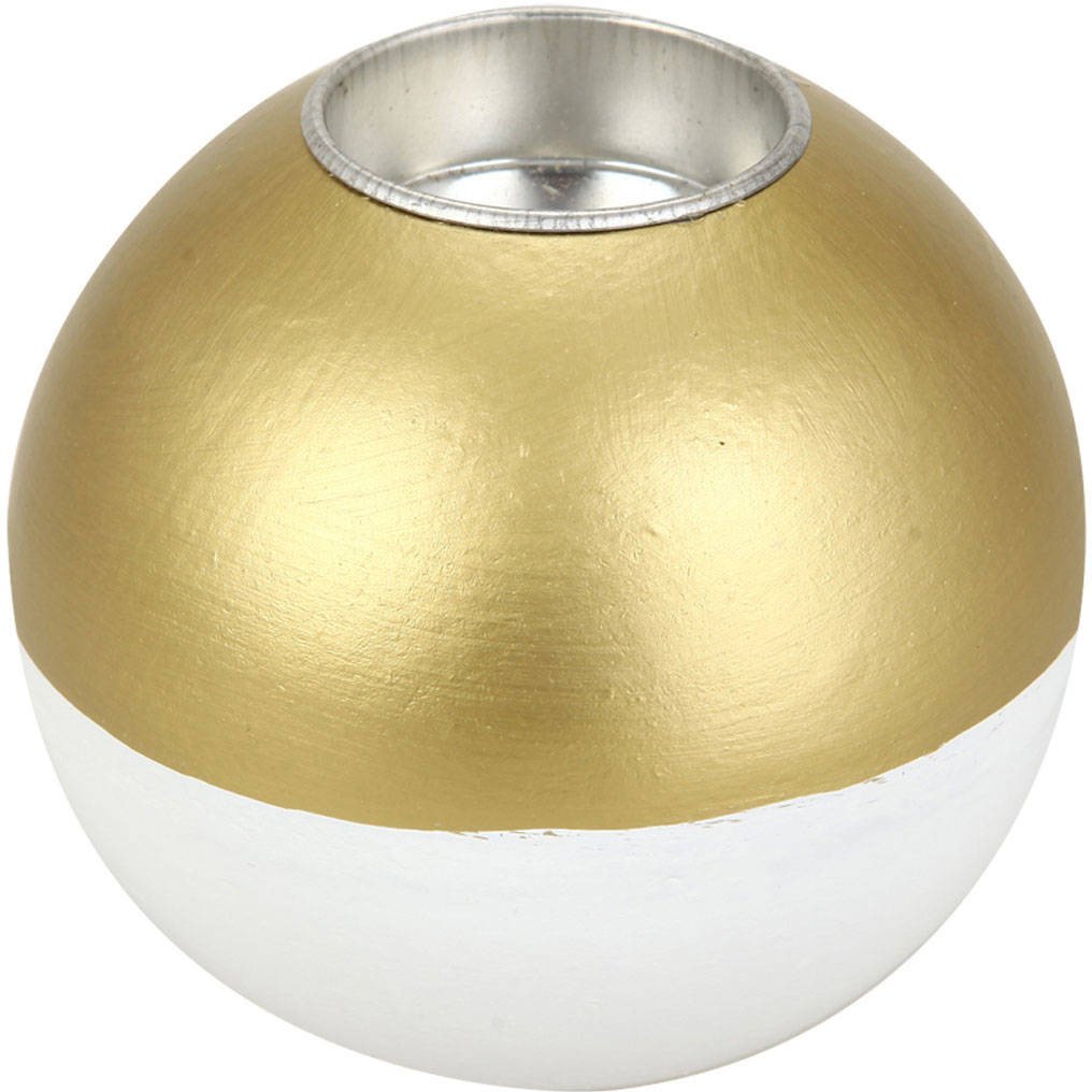 Drewniany świecznik w kształcie kuli, Ø 10cm