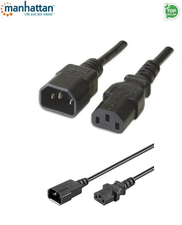 Kabel zasilający Manhattan przedłużający C14 na C13, 1m, czarny (352673)