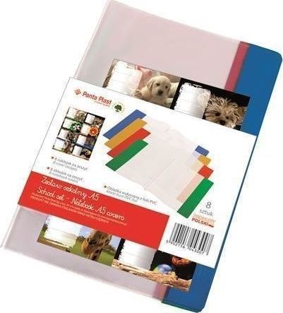 Panta Plast Okładka na zeszyt A5 PVC (8szt) MIX + naklejki uniwersalny