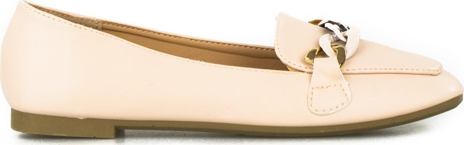 Wolski Mokasyny z kwadratowym noskiem z ozdobą beżowe-39