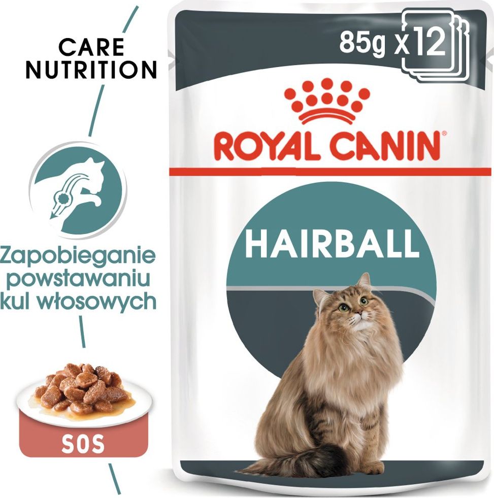 Royal Canin ROYAL CANIN Hairball Care 24x85g karma mokra w sosie dla kotów dorosłych, eliminacja kul włosowych