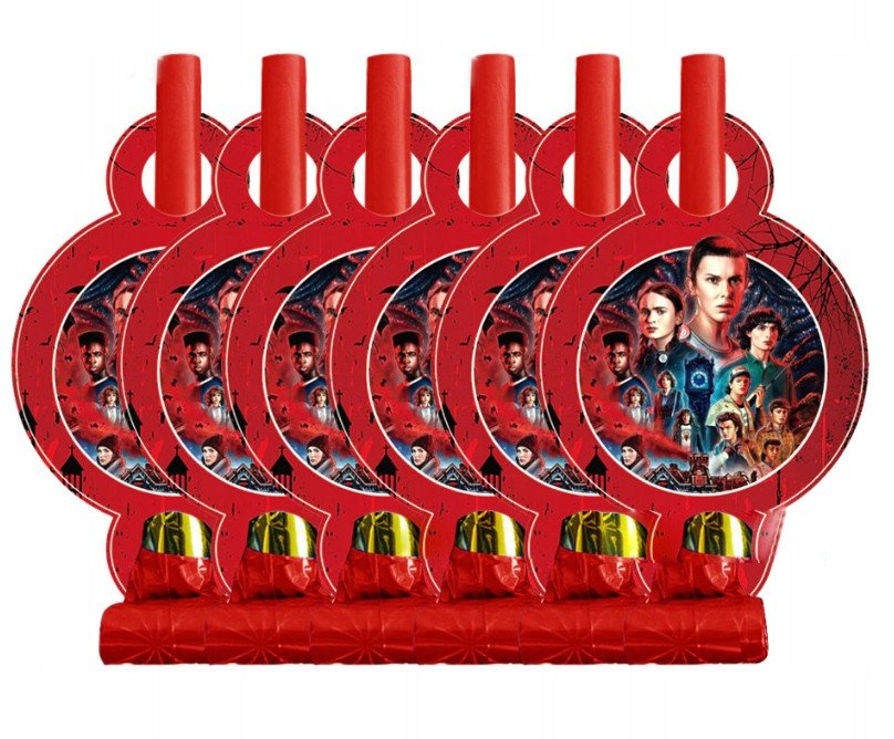 Trąbka URODZINOWA dla dzieci - STRANGER THINGS - 6 szt