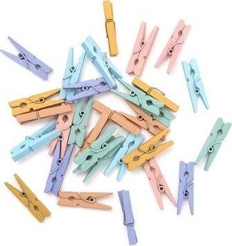 Klamerki mini drewniane rainbow 3cm 30szt