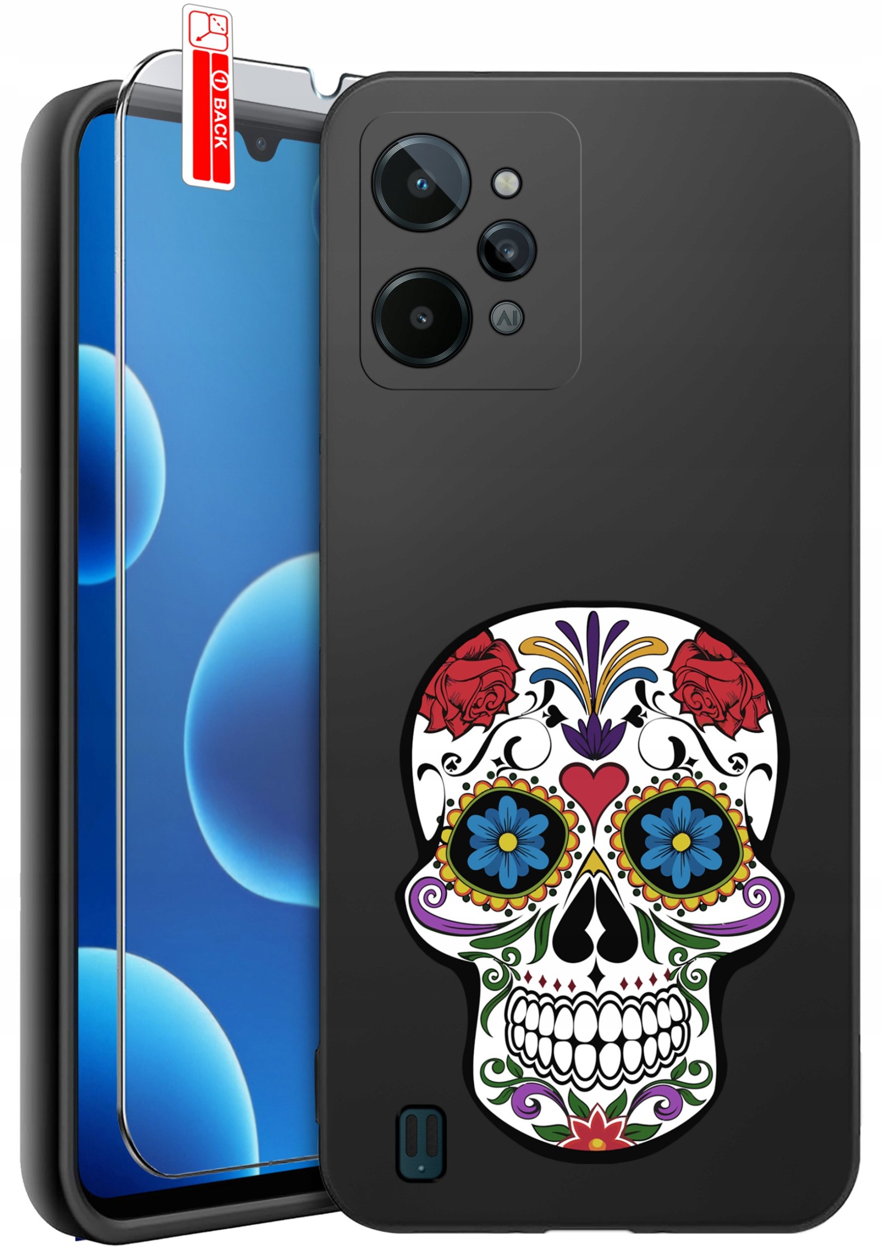 ETUI do Realme C31| WZORY | SILIKONOWE MATT CASE + SZKŁO 9H