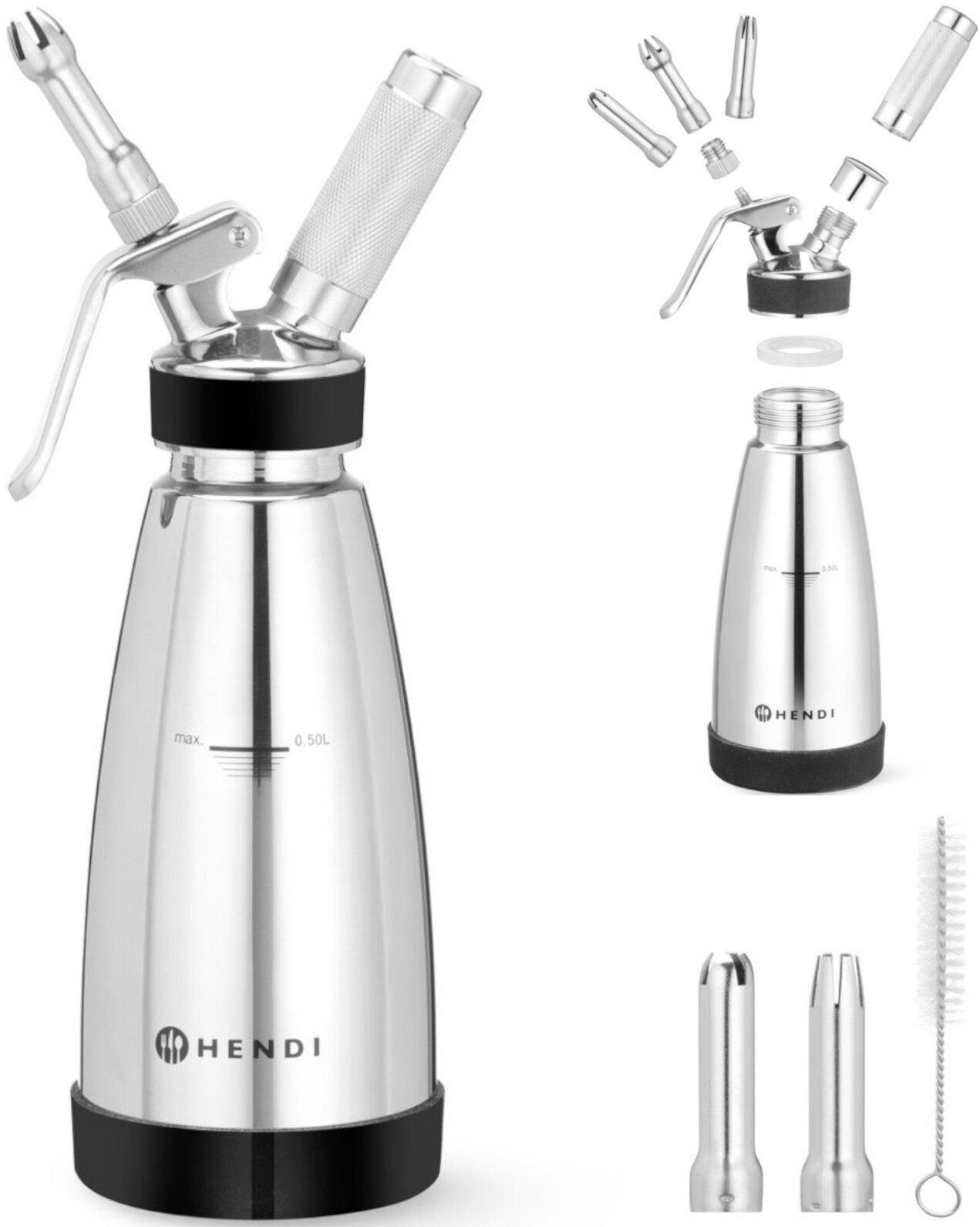 Hendi Termo syfon do sosów ciepłych i zimnych 3 końcówki 0.5 l śr. 95x275 mm