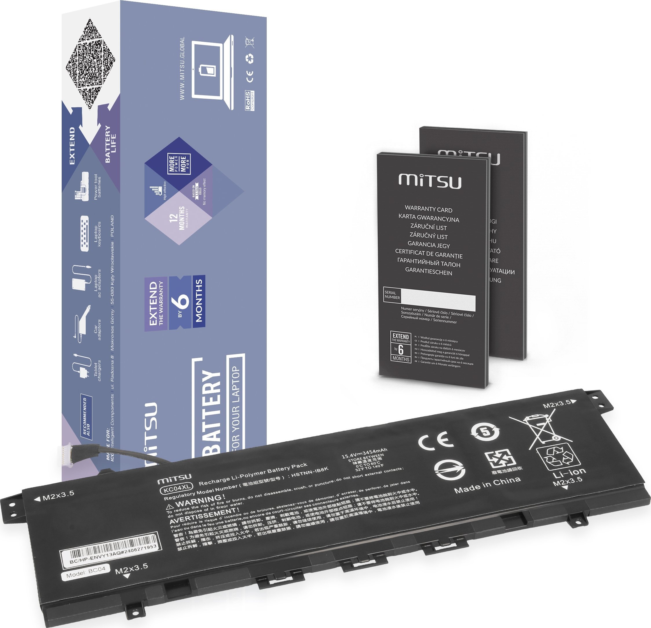 Mitsu Bateria Mitsu do HP Envy x360 13-ah, 13-aq, 13-ag, 13-ar