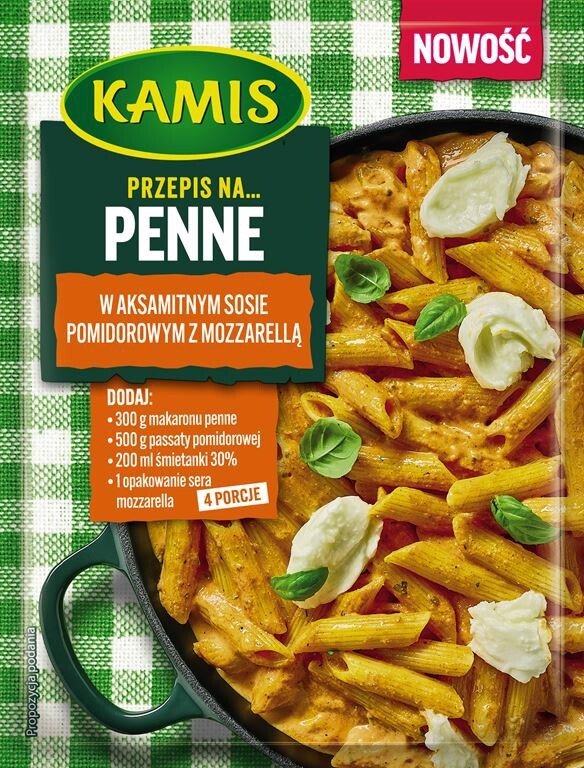 Kamis Przepis na Makaron Penne w Aksamitnym Sosie Pomidorowym z Mozzarellą 35g