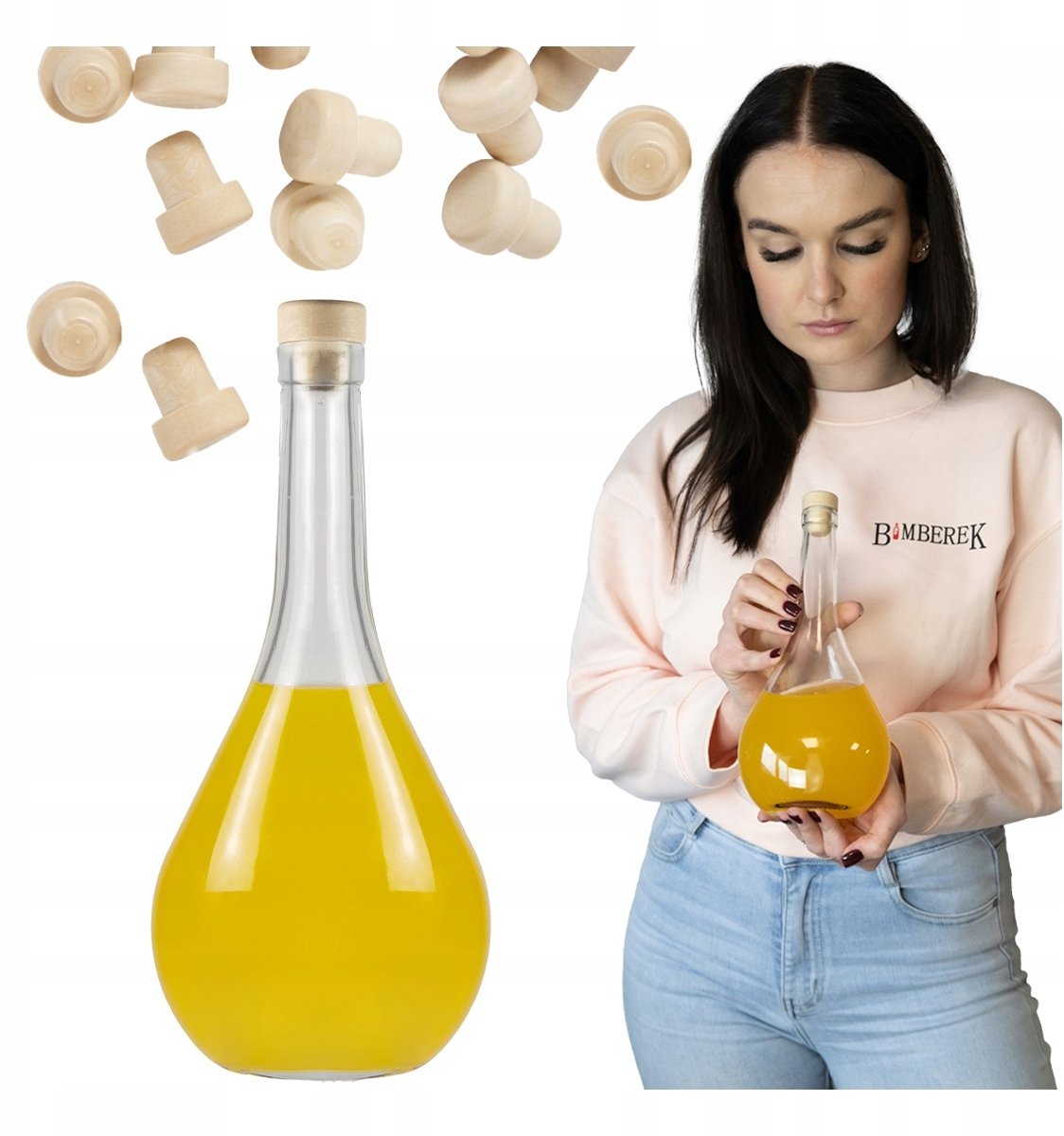 Butelka ŁEZKA 500ml Szklane Butelki Na Nalewki Alkohol Wino Bimber 0,5l