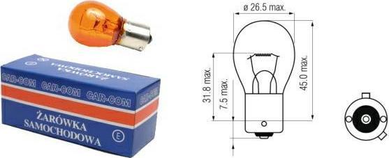 Carcommerce ŻARÓWKA 24V 21W ŻÓŁTA BAU15