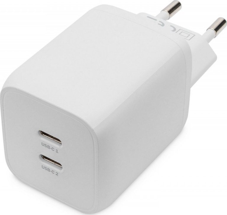 Ładowarka Digitus Digitus Ładowarka sieciowa, zasilacz GaN 2x USB-C PD 3.0 max. 65W, biała