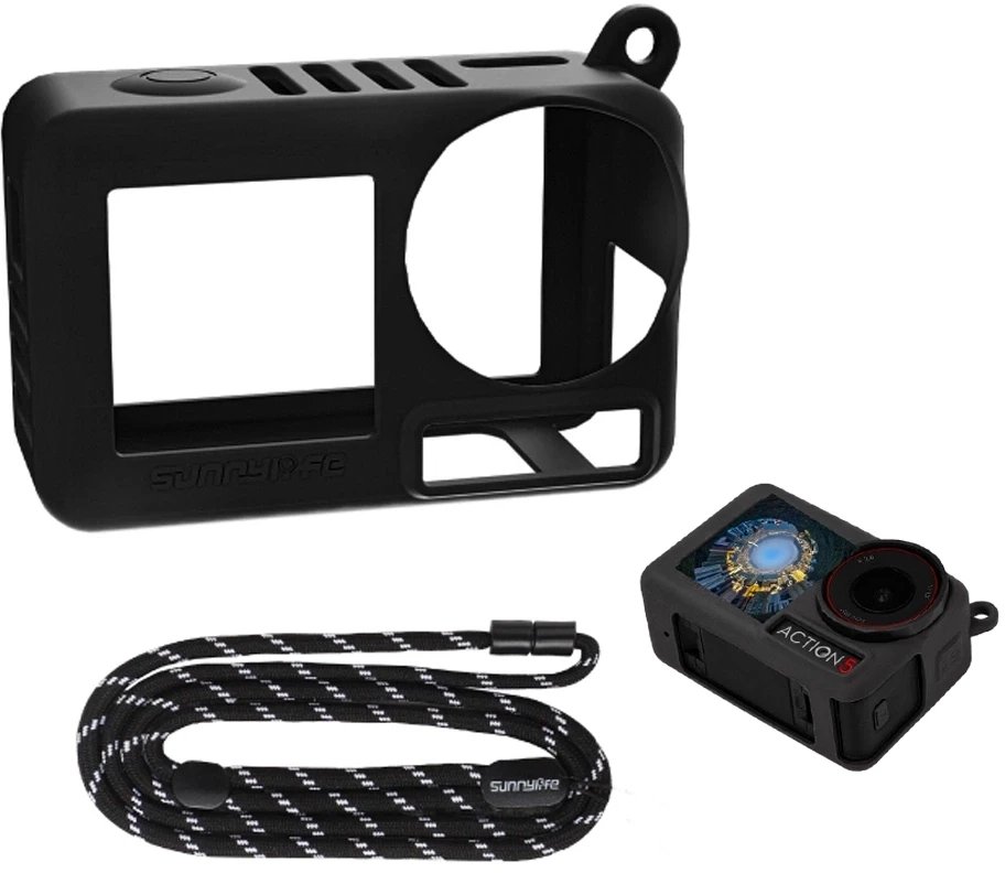 POKROWIEC FUTERAŁ CASE ETUI OSŁONA SILIKONOWA + PASEK SMYCZ DO DJI OSMO ACTION 5 PRO - BLACK