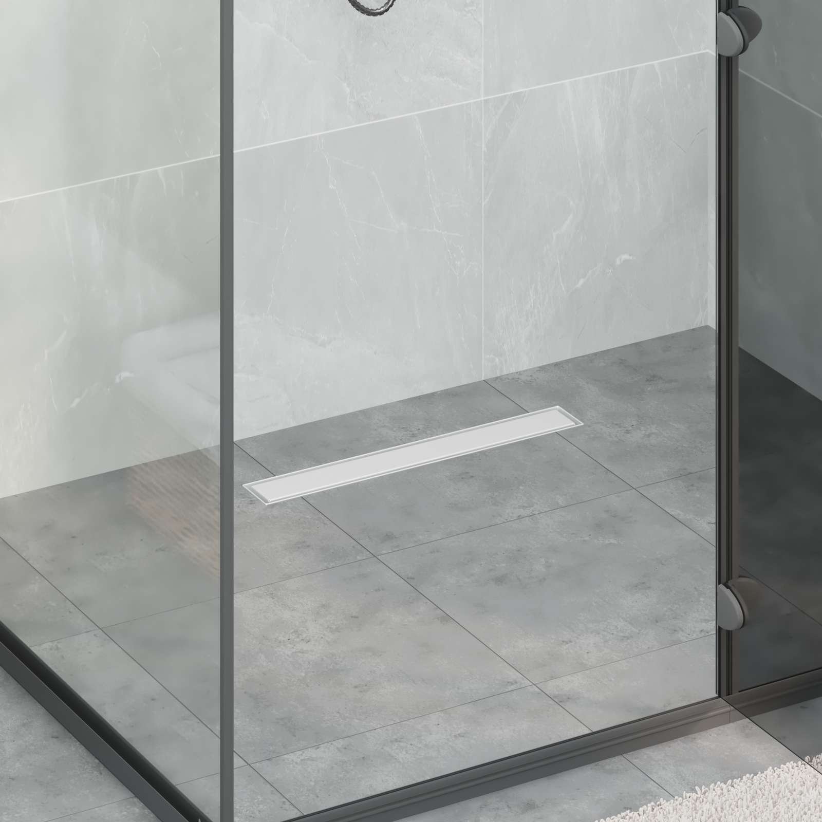 vidaXL Odwodnienie prysznicowe z osłoną szklaną Srebrny 50 cm