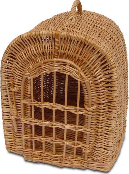WickerPL Wiklinowy kosz / klatka dla zwierząt w kolorze naturalnym 45x32 H37 cm