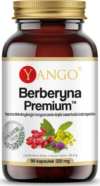 Yango Berberyna Premium 90 Kaps. Yango Ekstrakt Z Korzenia Berberysu Berberis Aristata Ostropest Plamisty Silybum Marianum
