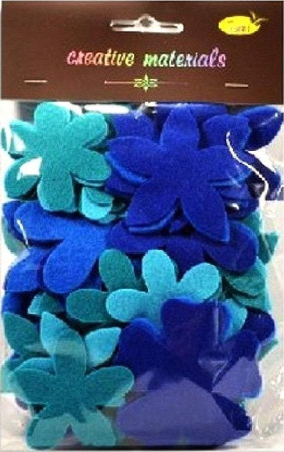 Kwiatki z filcu tonacja niebieska 60szt