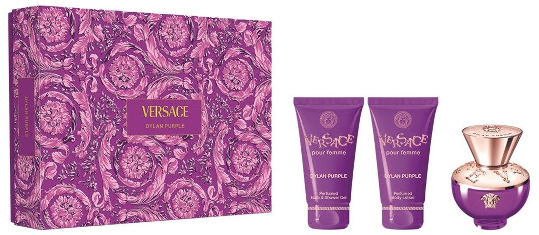 Versace Dylan Purple Pour Femme Zestaw woda perfumowana spray 50ml + żel pod prysznic 50ml + balsam do ciała 50ml