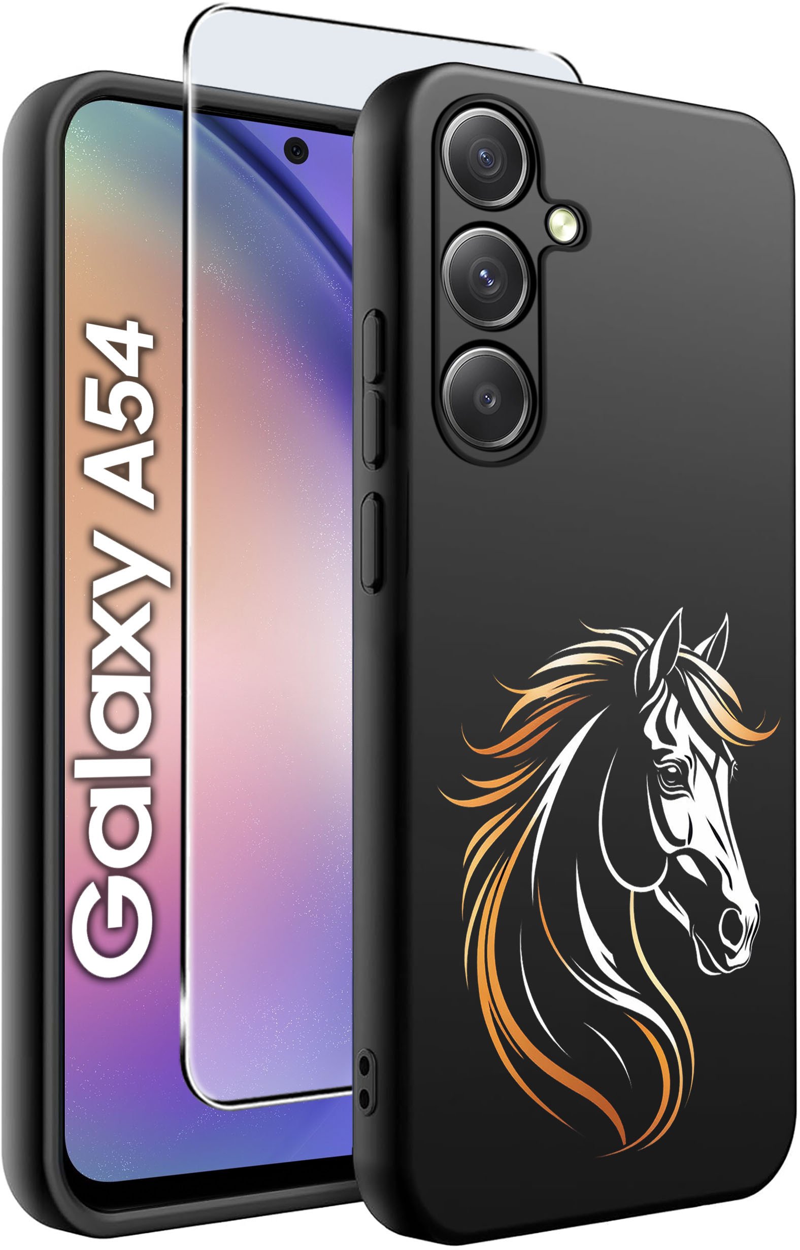 ETUI do Samsung A54 5G WZORY | SILIKONOWE MATT CASE + SZKŁO 9H