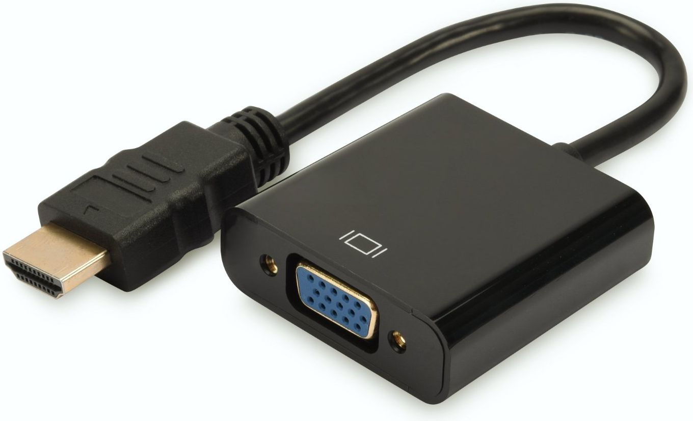 Adapter AV Digitus HDMI - D-Sub (VGA) + Jack 3.5mm czarny (DA-70461)