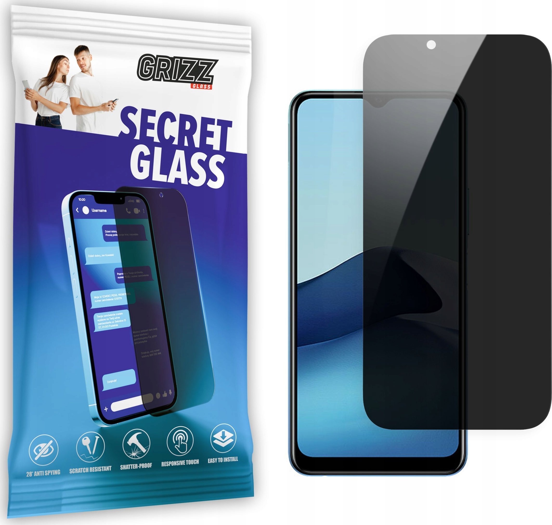 GrizzGlass Szkło prywatyzujące GrizzGlass SecretGlass Vivo Y20T