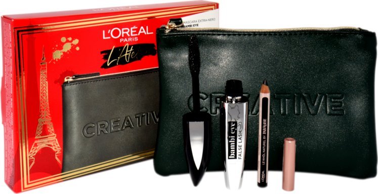 L OREAL L~OREAL SET (MASCARA FALSE LASH BAMBI EYE EXTRA BLACK + LE KHOL MIDNIGHT BLACK 101 + POCHETTE)