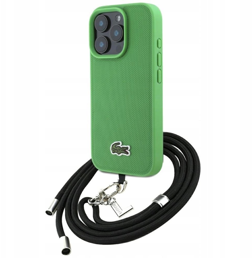 Etui Lacoste Iconic Petit Pique Crossbody Cord MagSafe do iPhone 16 Pro Max zielony