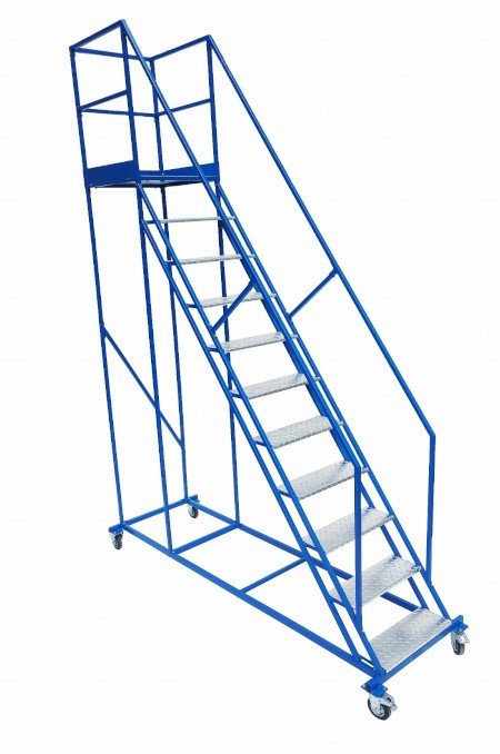 Stalowy podest roboczy, jezdny 10 stopni i platforma (standard)