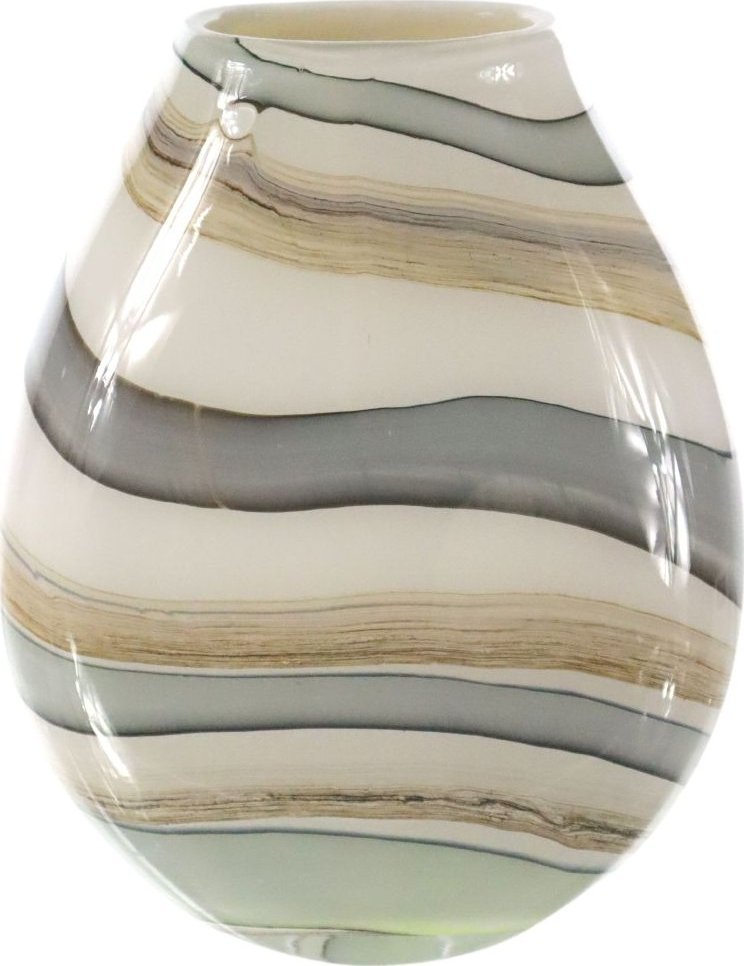 Wazon dekoracyjny 20 cm z masy beżowo-niebieski C125