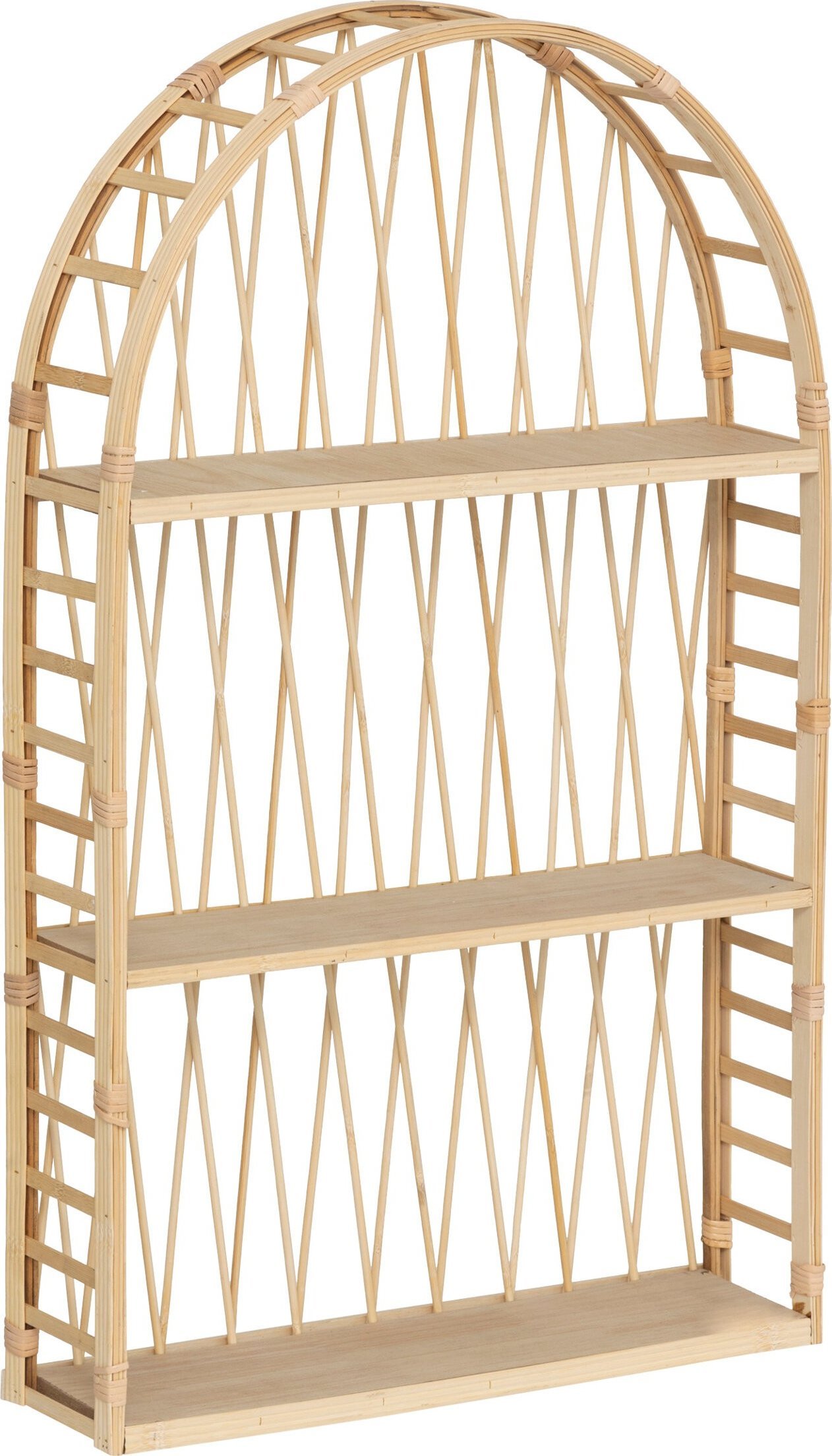 Półka wisząca półowalna rattan, MDF Anahi 74x45 cm