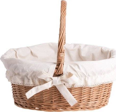 WickerPL Wiklinowy kosz prezentowy naturalny z obszyciem 35x25 H15/30 cm